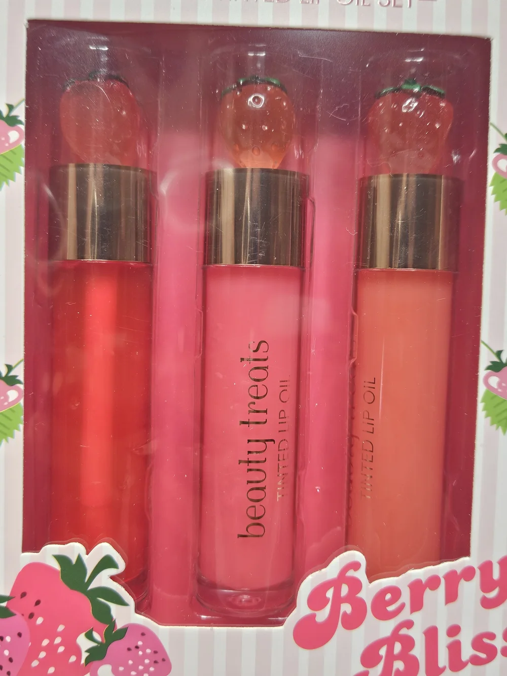 Beauty Treats Berry Bliss 3-Piece Tinted Lip Oil Set NEW